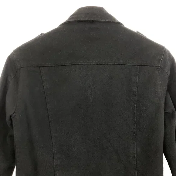 Straight To Hell Vincent Black Denim Moto Punk Jacket Sz 34 Zippers Epaulets